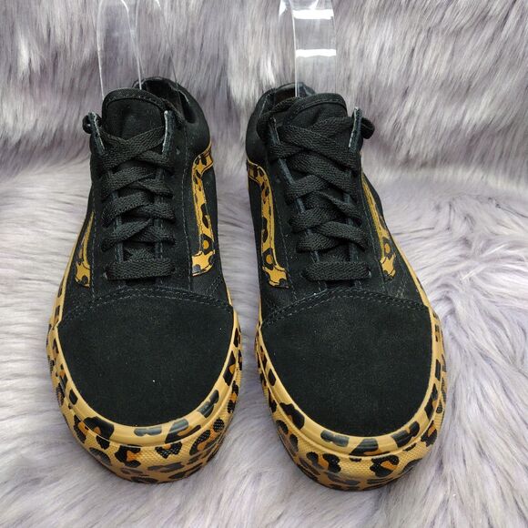 Vans Old Skool Platform Leopard Suede Sneaker Women Sz 5.5 Black Brown Cheetah - Picture 3 of 9